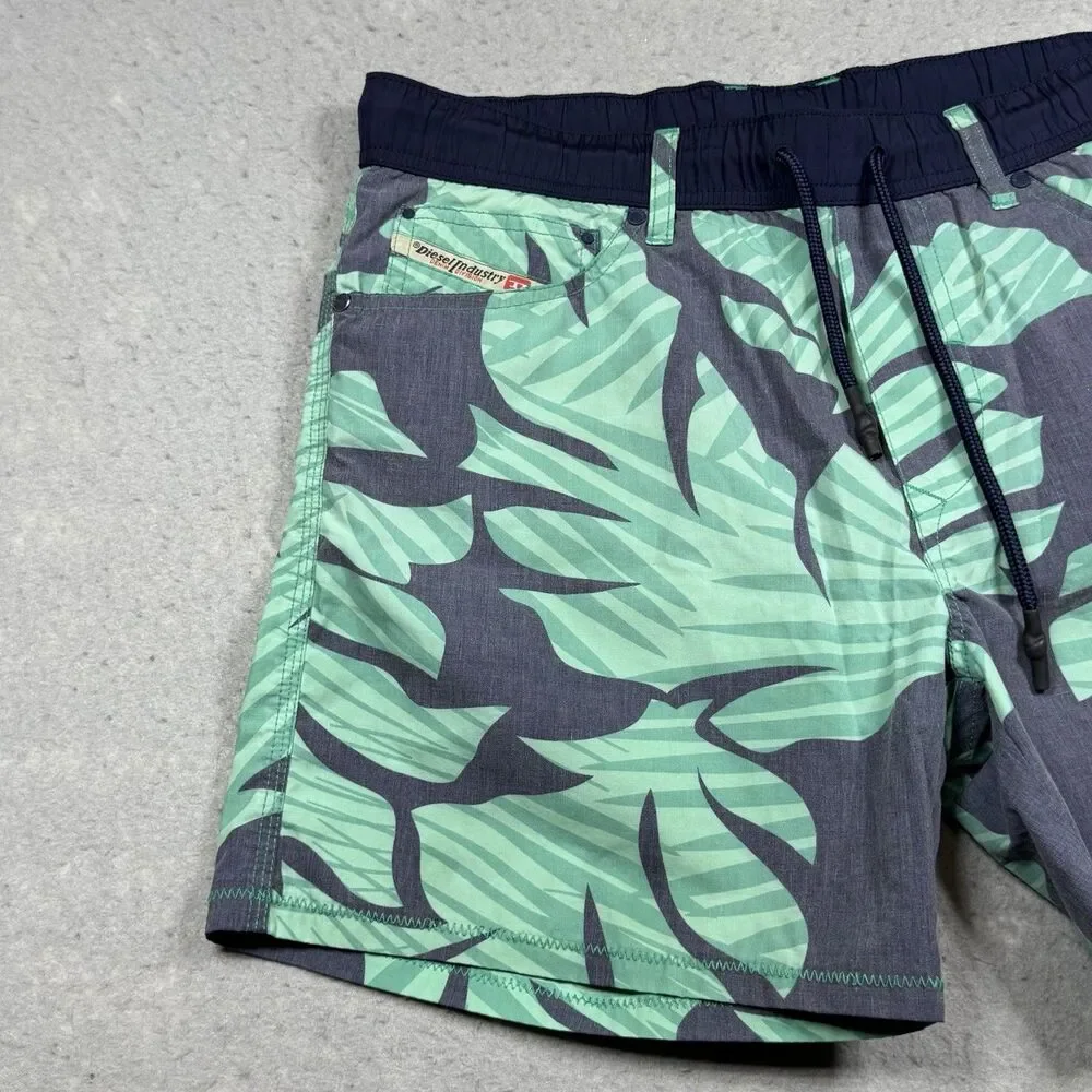 Diesel Beachwear Shorts Men’s Medium Blue  Drawstring Swim Beach Trunk